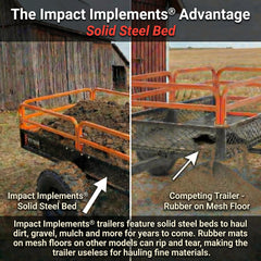 MotoAlliance Impact Implements dump-friendly steel bed keeps loads secure during unloading.