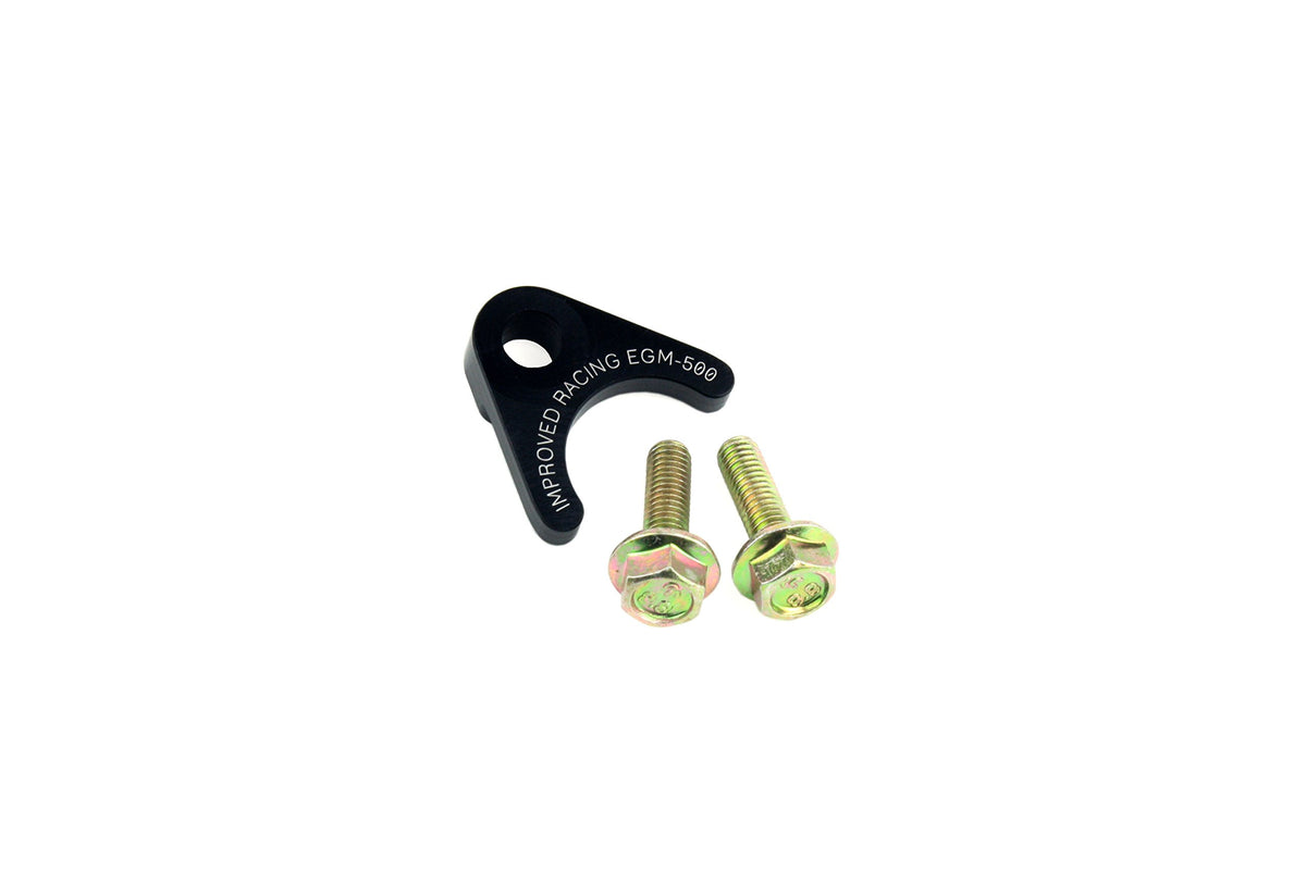 Improved Racing EGM-500 LS pickup brace, front view, enhances flange stability for reliable oil pickup.