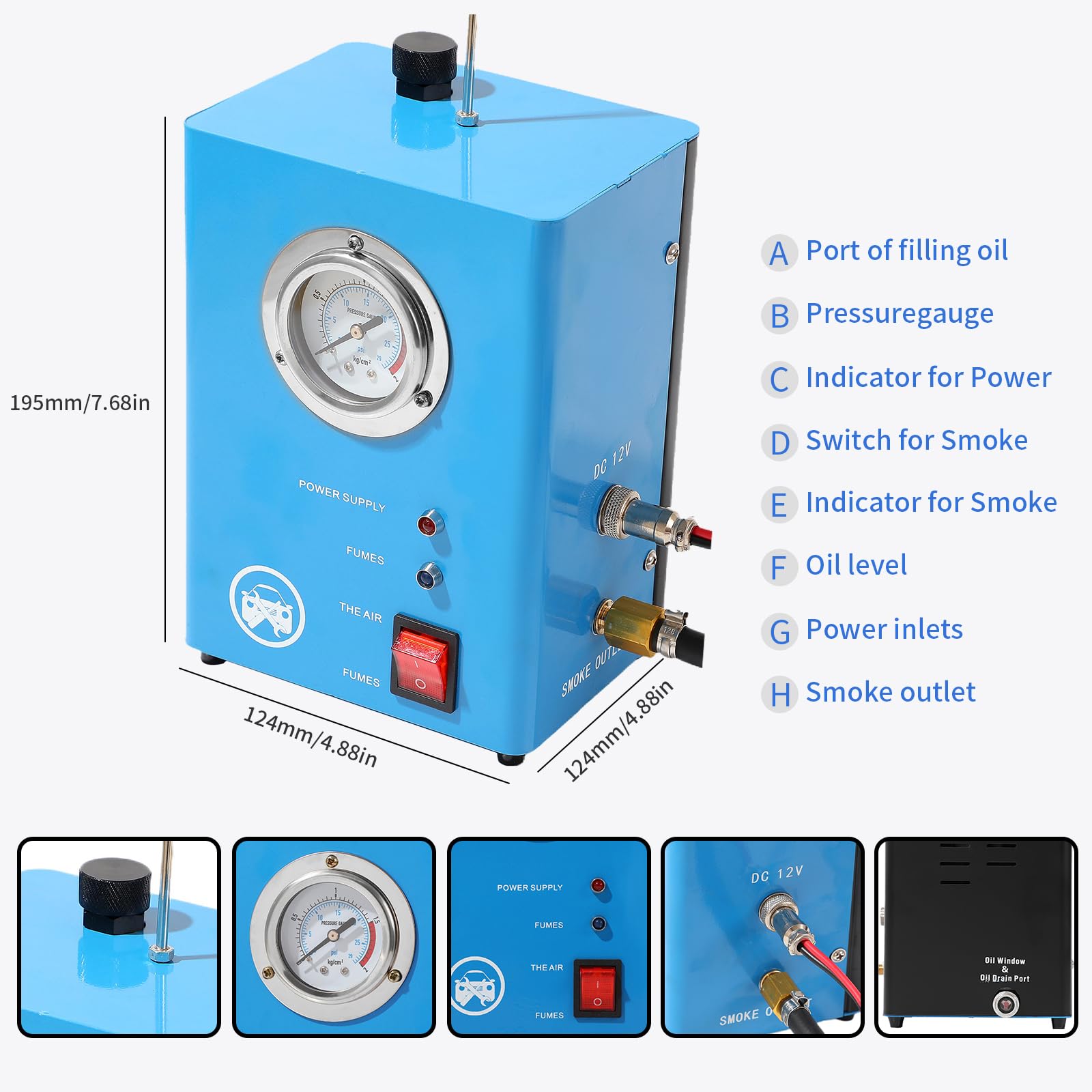 IMSTMTER automotive smoke detector pressure gauge for precise system monitoring.