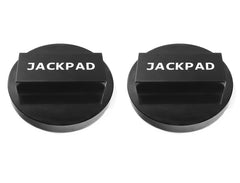 imufer jack pad adapter top view, anodized black, prevents slip during lifting