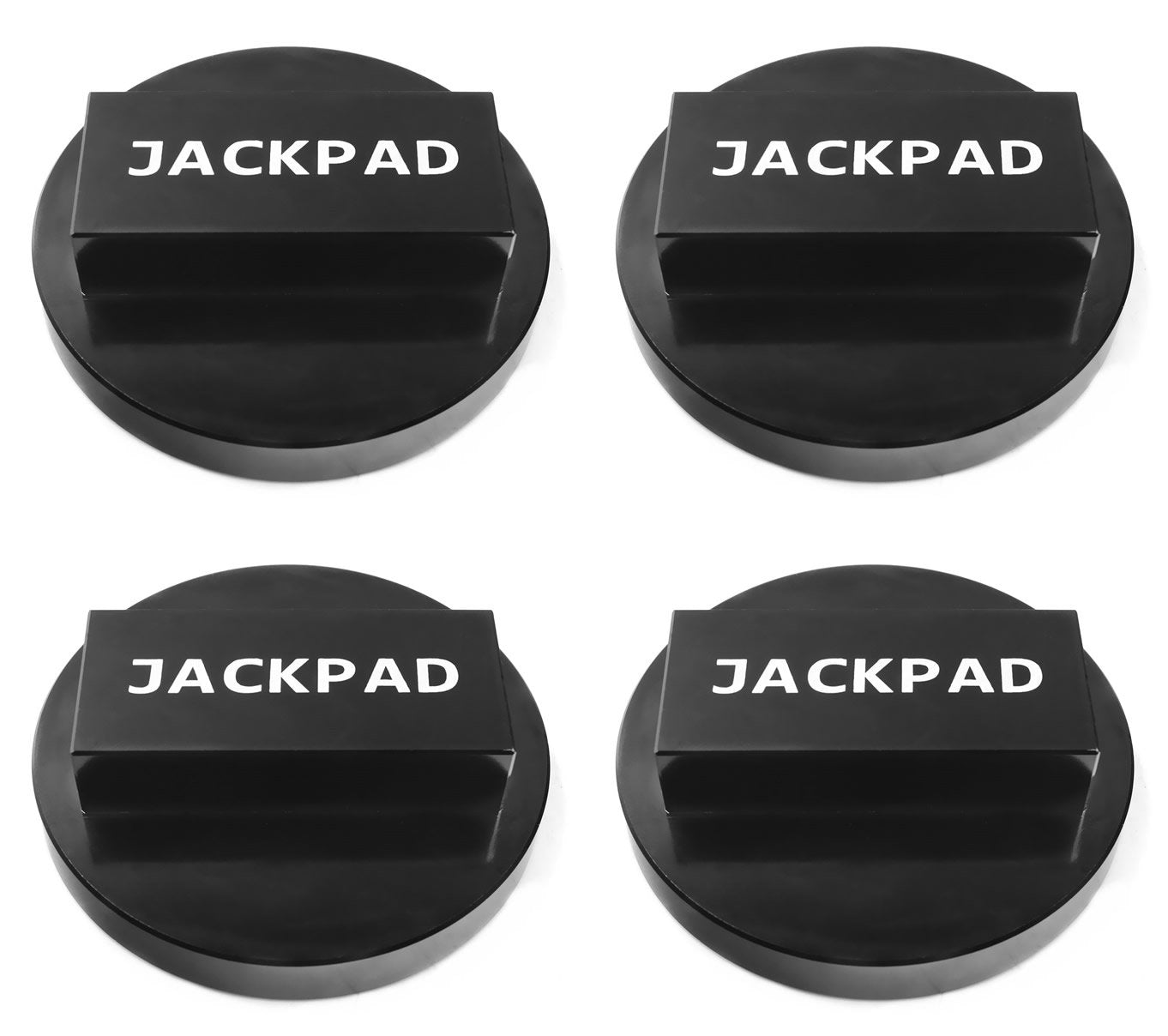 imUfer jack pad adapter close-up on CNC-machined black surface for safe lifting