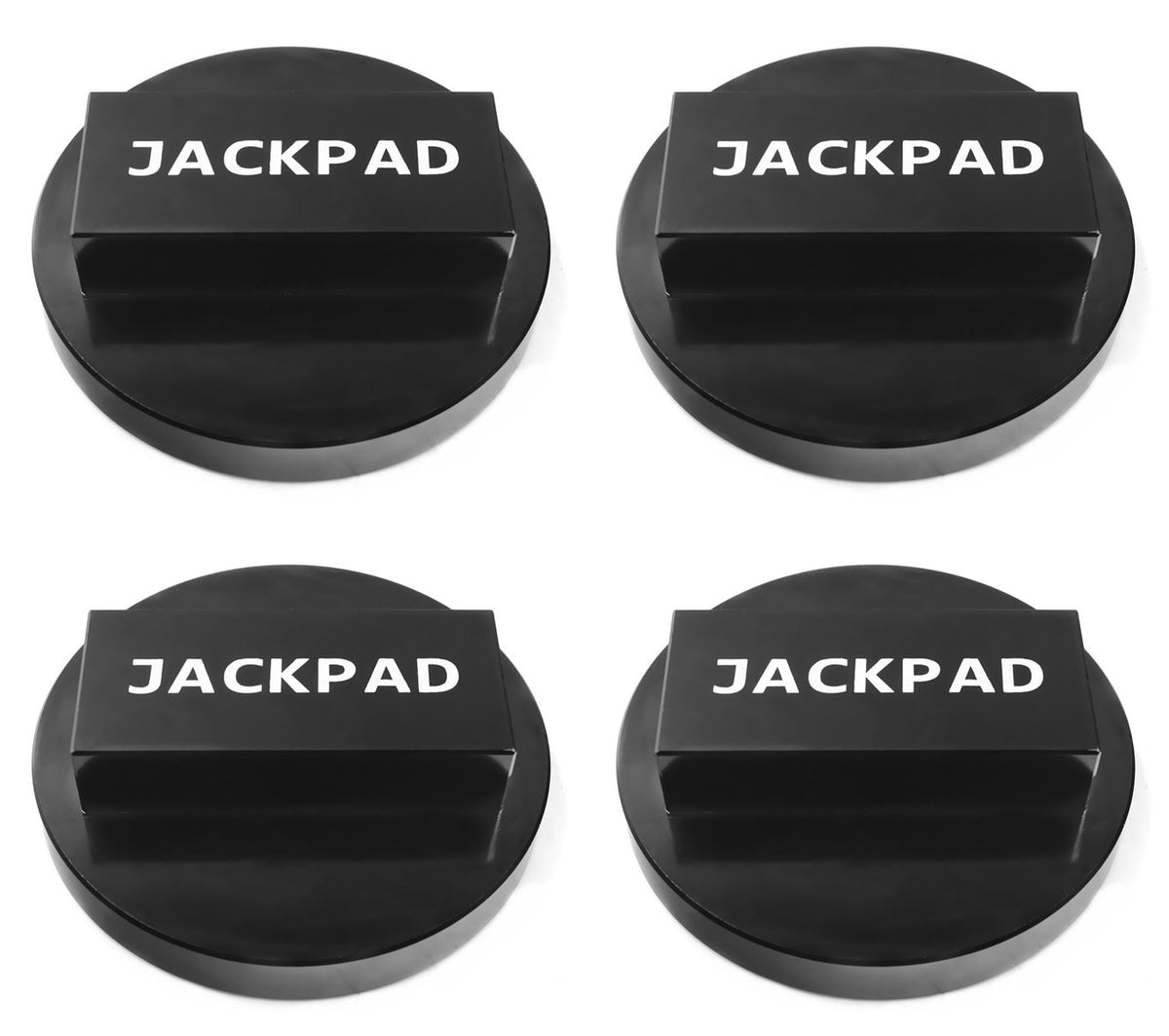 imUfer jack pad adapter close-up on CNC-machined black surface for safe lifting