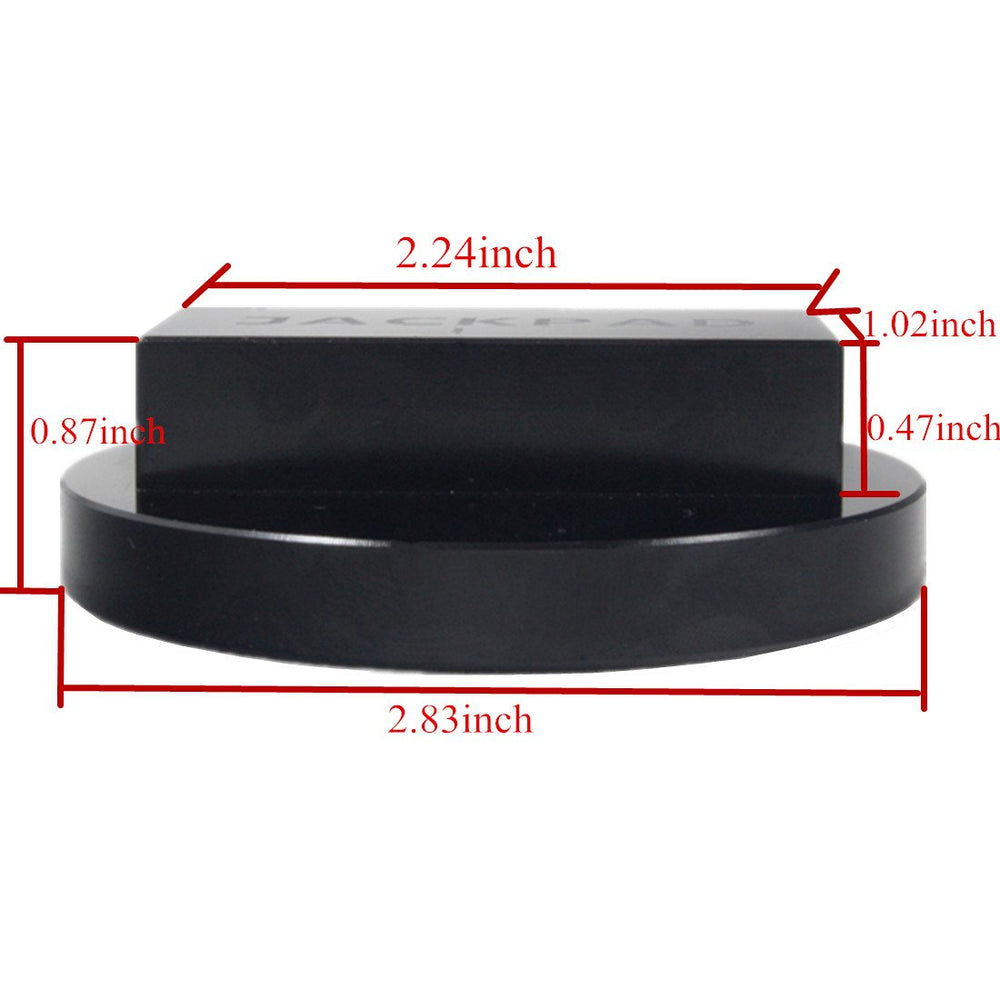 imUfer jack pad adapter close-up reveals rugged black anodized finish for durability