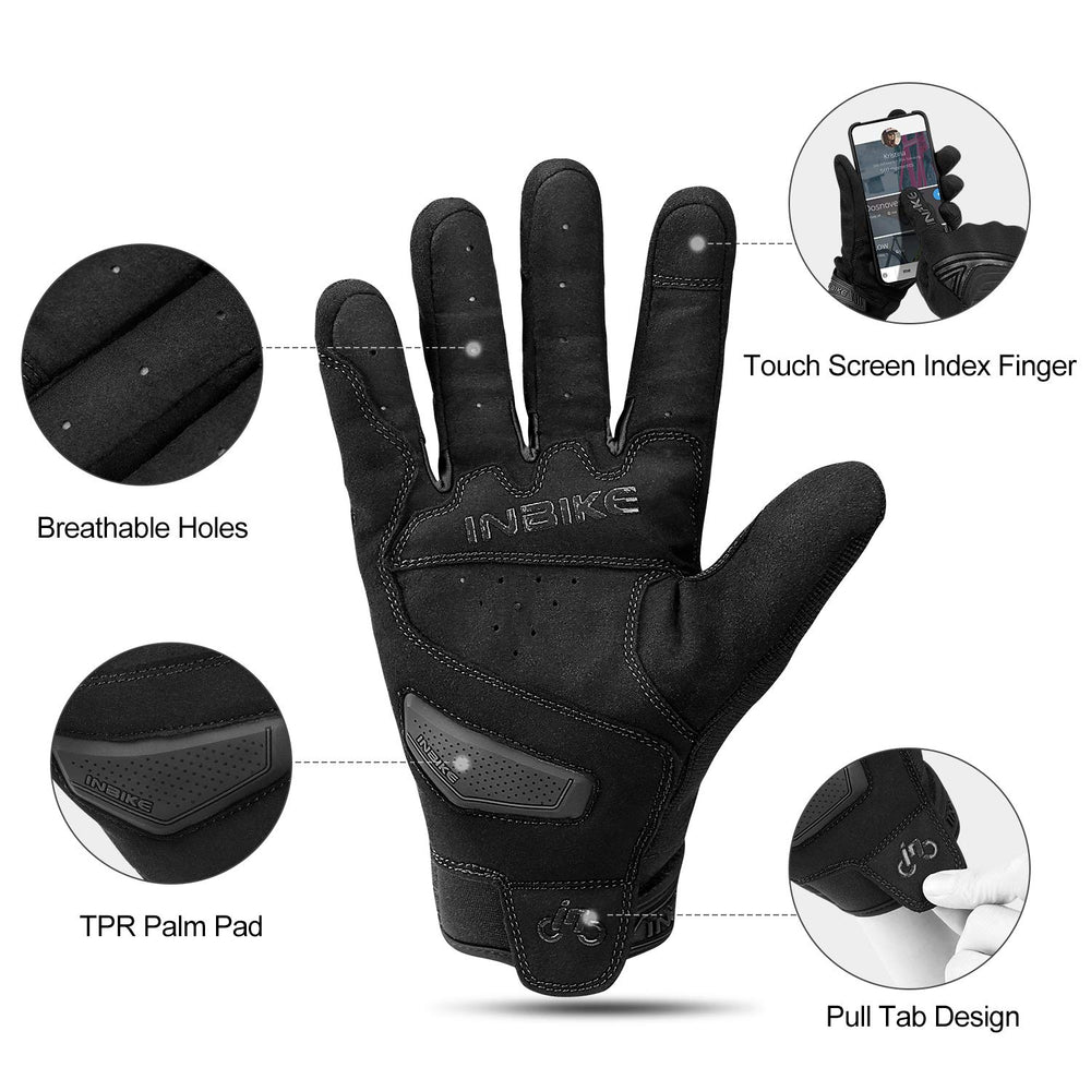 INBIKE gloves feature hard knuckles for added protection during rides.