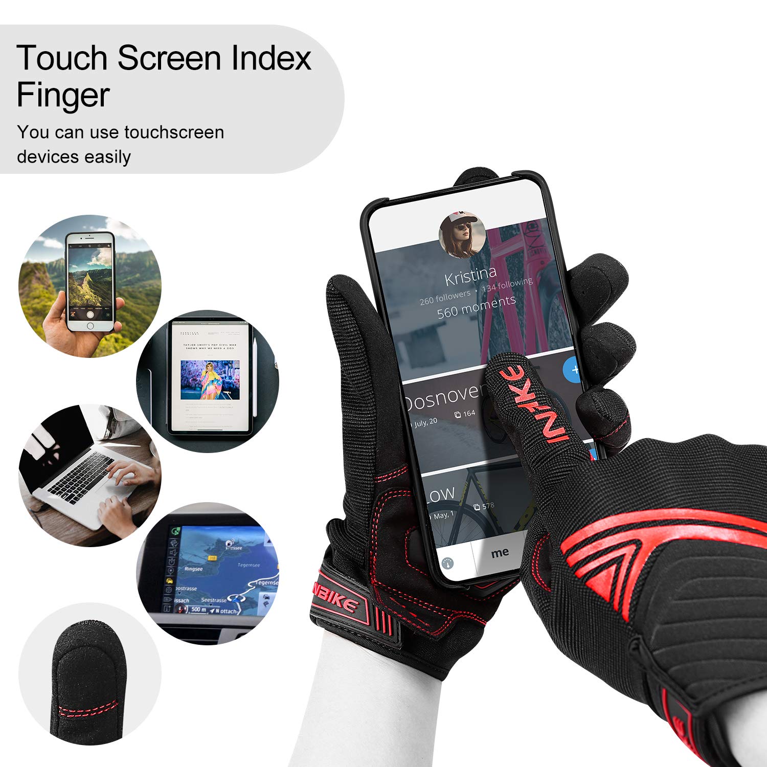 INBIKE gloves microfiber palm area for enhanced control and durability.