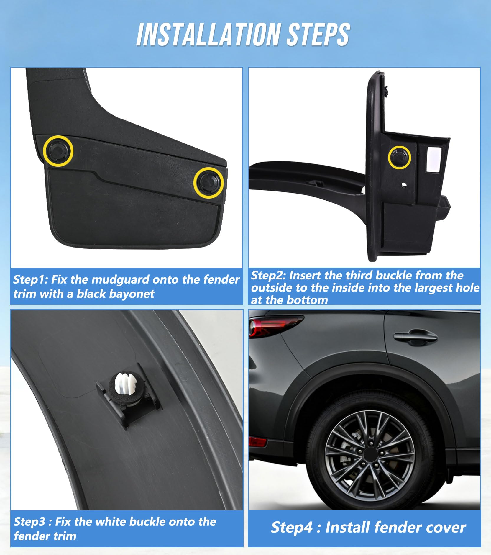 INCEPRIPARI installation guide view for CX-5 fender trim alignment