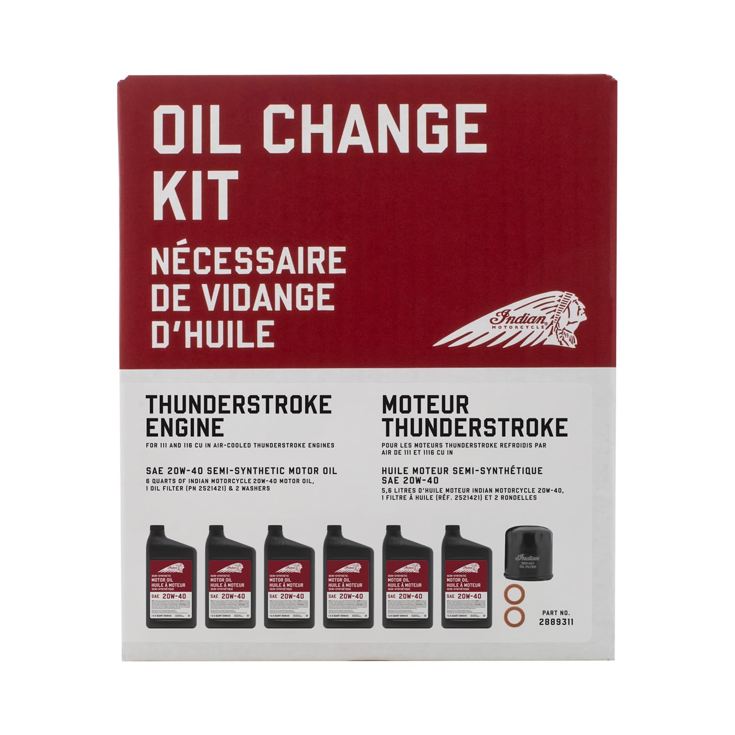 Indian Motorcycle oil change kit in-use bag shows complete kit