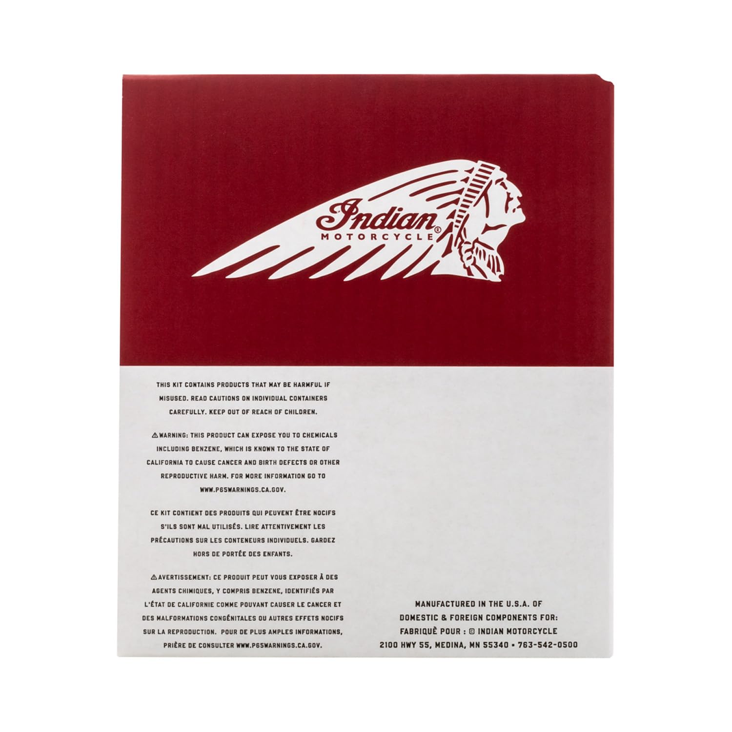 Indian Motorcycle ready-to-use packaging communicates kit contents
