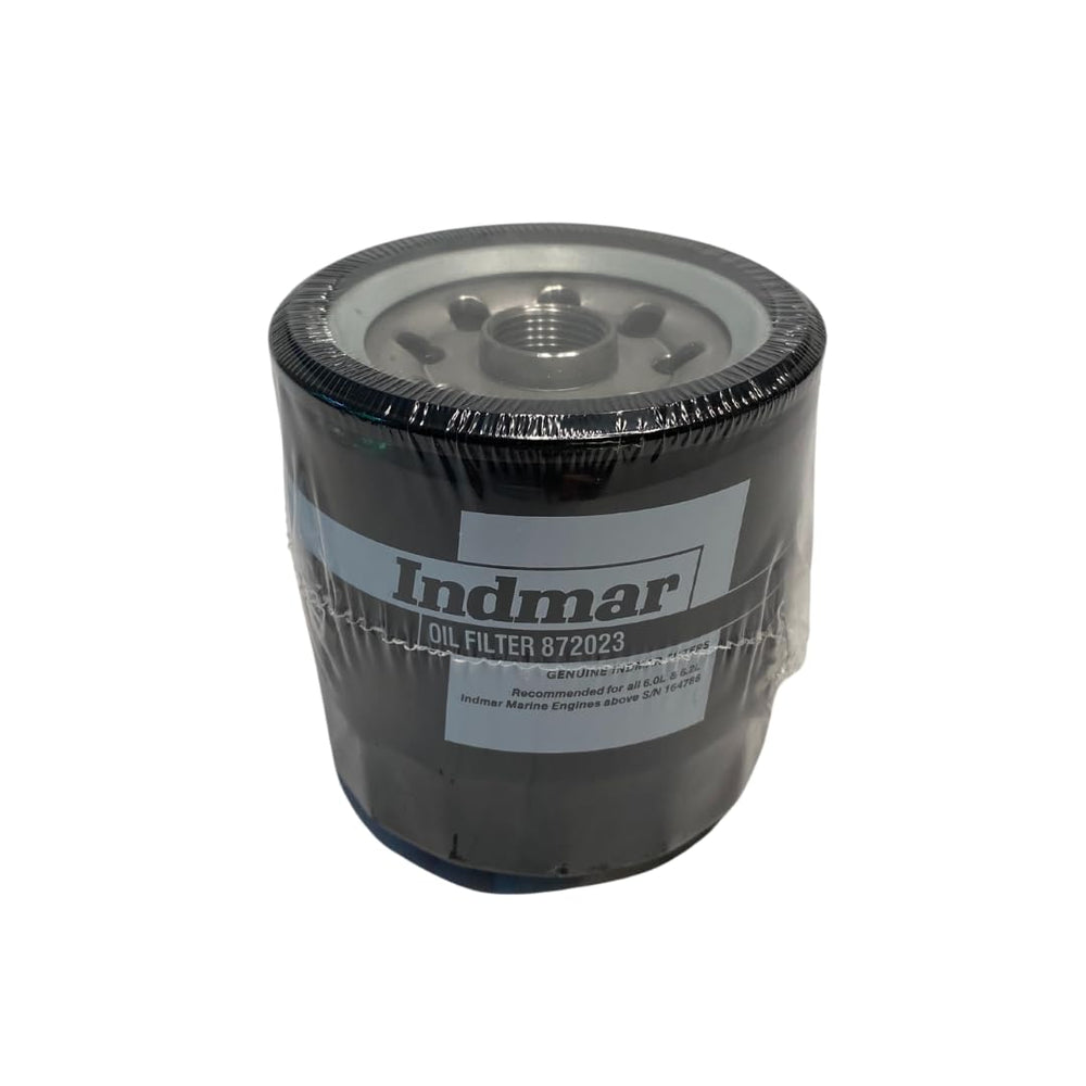 Indmar 872023 oil filter installed view showing seamless fit and reliable performance.
