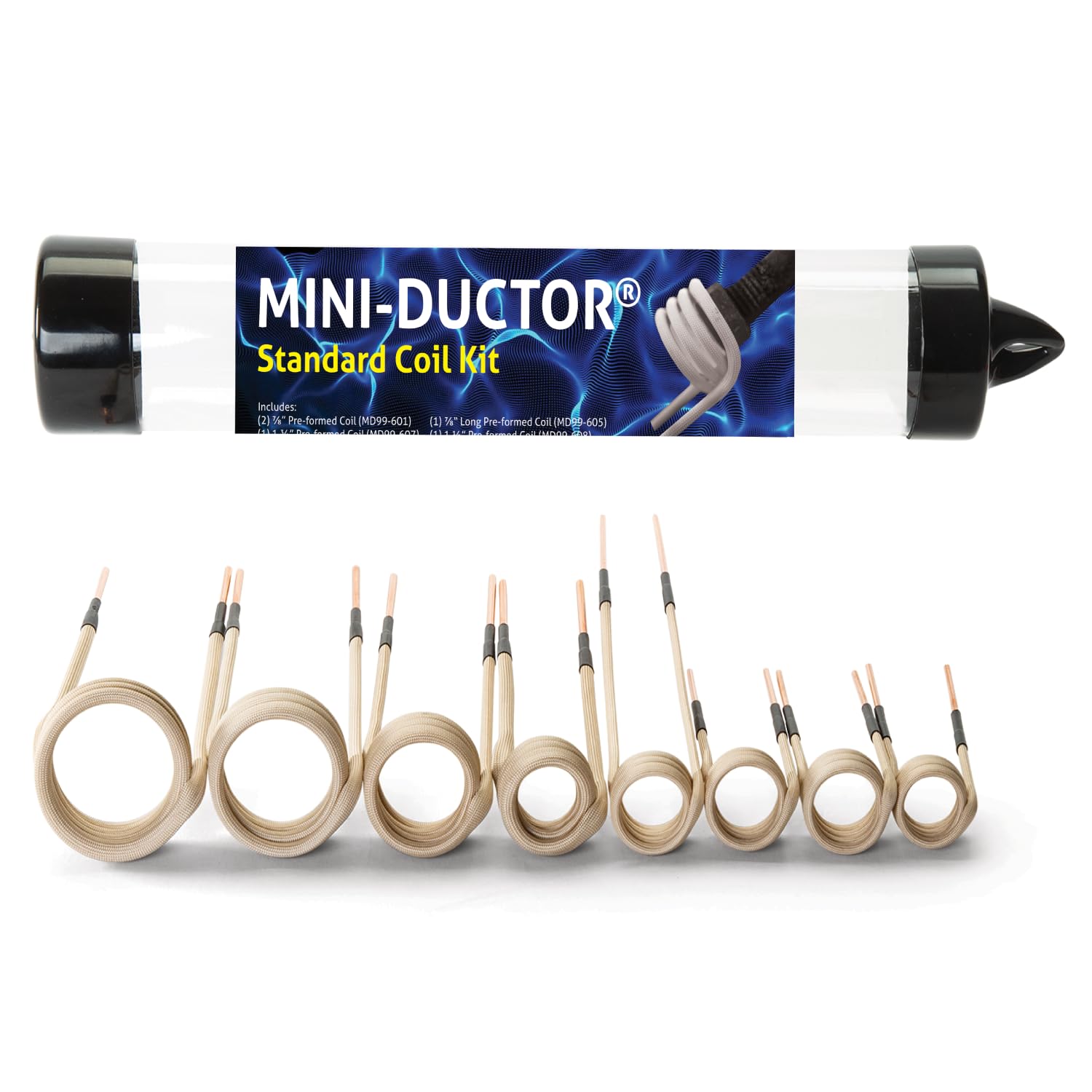 Induction Innovations MD99-650 kit with 8 interchangeable coils for versatile heating.