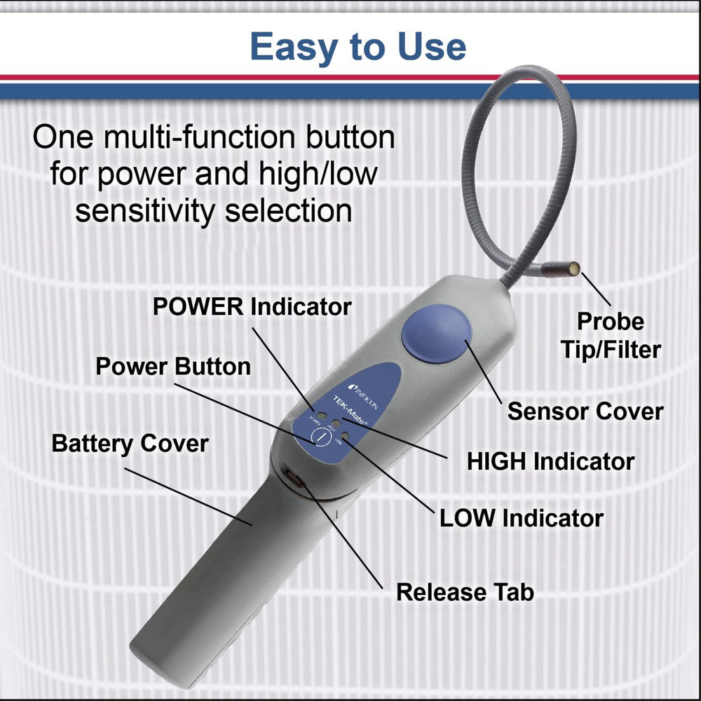 Inficon 705-202-G1 two D-cell battery operation enables portable use on job sites.