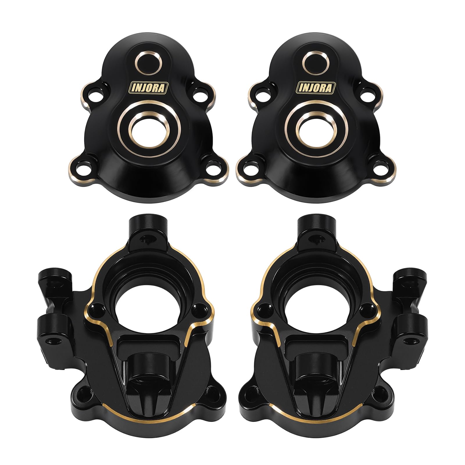 INJORA brass steering knuckles cap assembly for 1/18 Redcat, enhanced balance and durability.