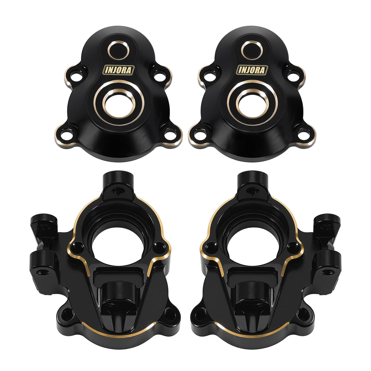 INJORA brass steering knuckles cap assembly for 1/18 Redcat, enhanced balance and durability.