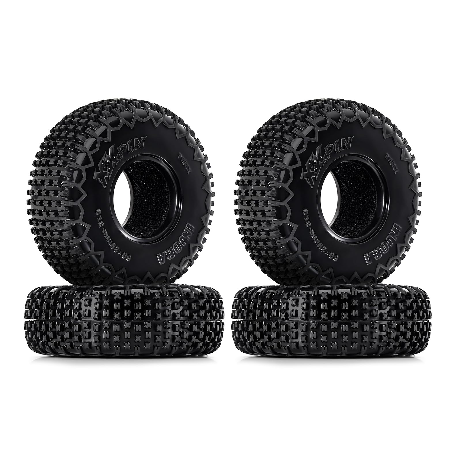INJORA S5 60x20mm XHX pin tire, front view, enhances crawler agility.