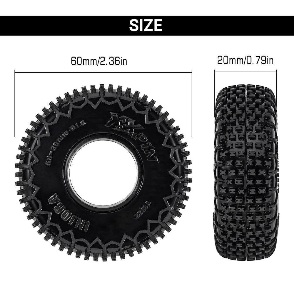 INJORA S5 60x20mm on rocky terrain, improved traction.