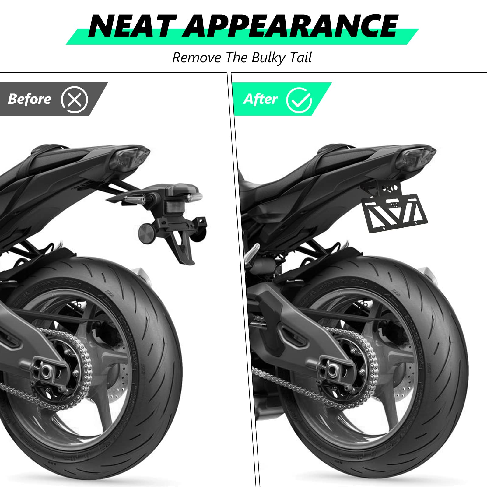 INKUDRI Ninja 500 SE tail tidy close-up revealing slim profile