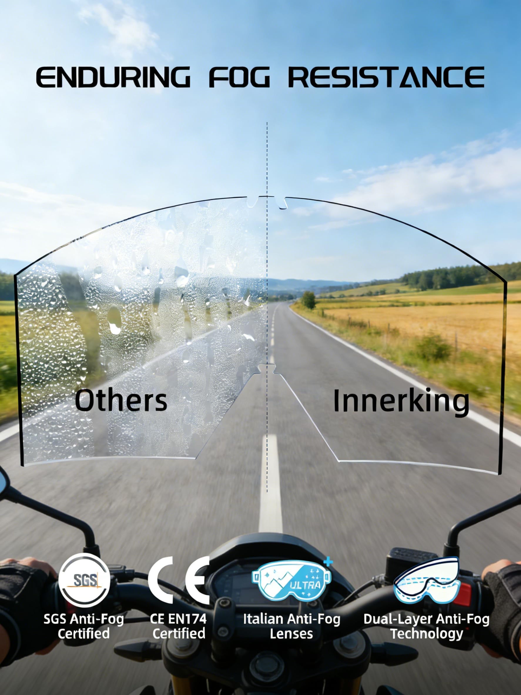 InnerKing goggles anti-fog lens emphasizes clear vision in temperature changes