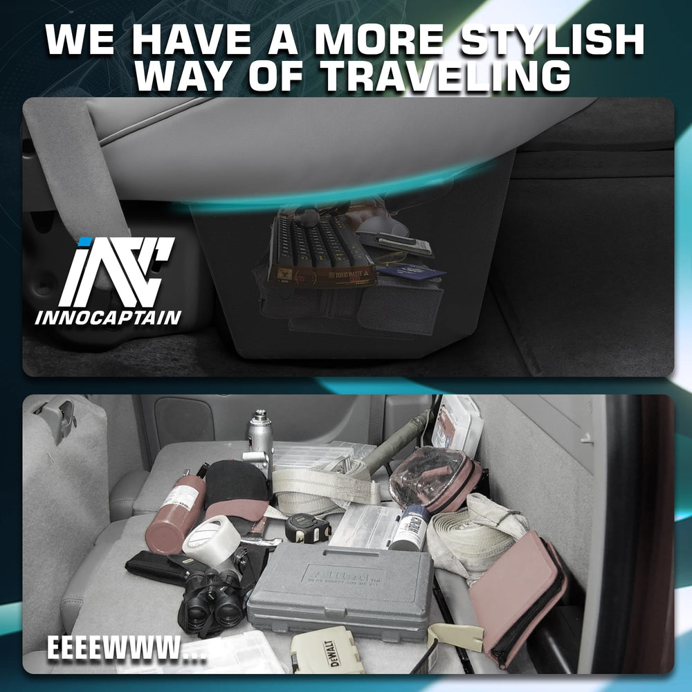InnoCaptain easy install no drilling storage keeps rear seat area flexible.