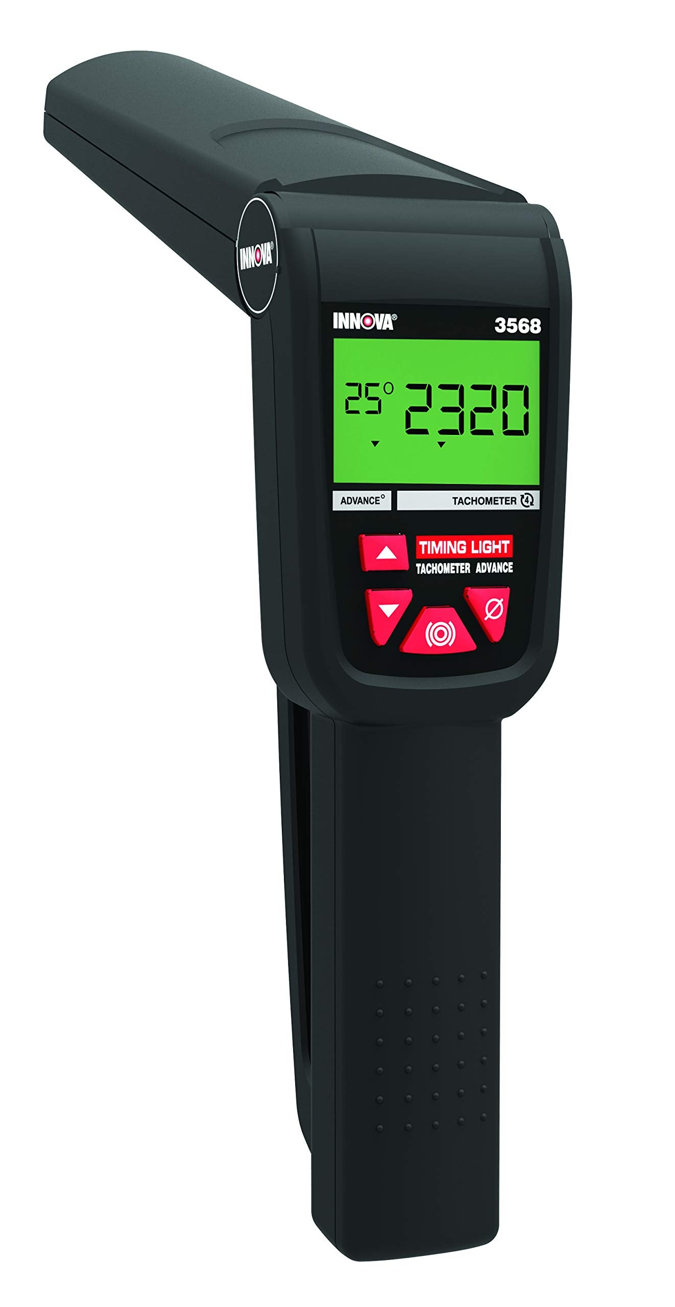 Innova 3568 digital timing light front view for precise timing marks and setup.