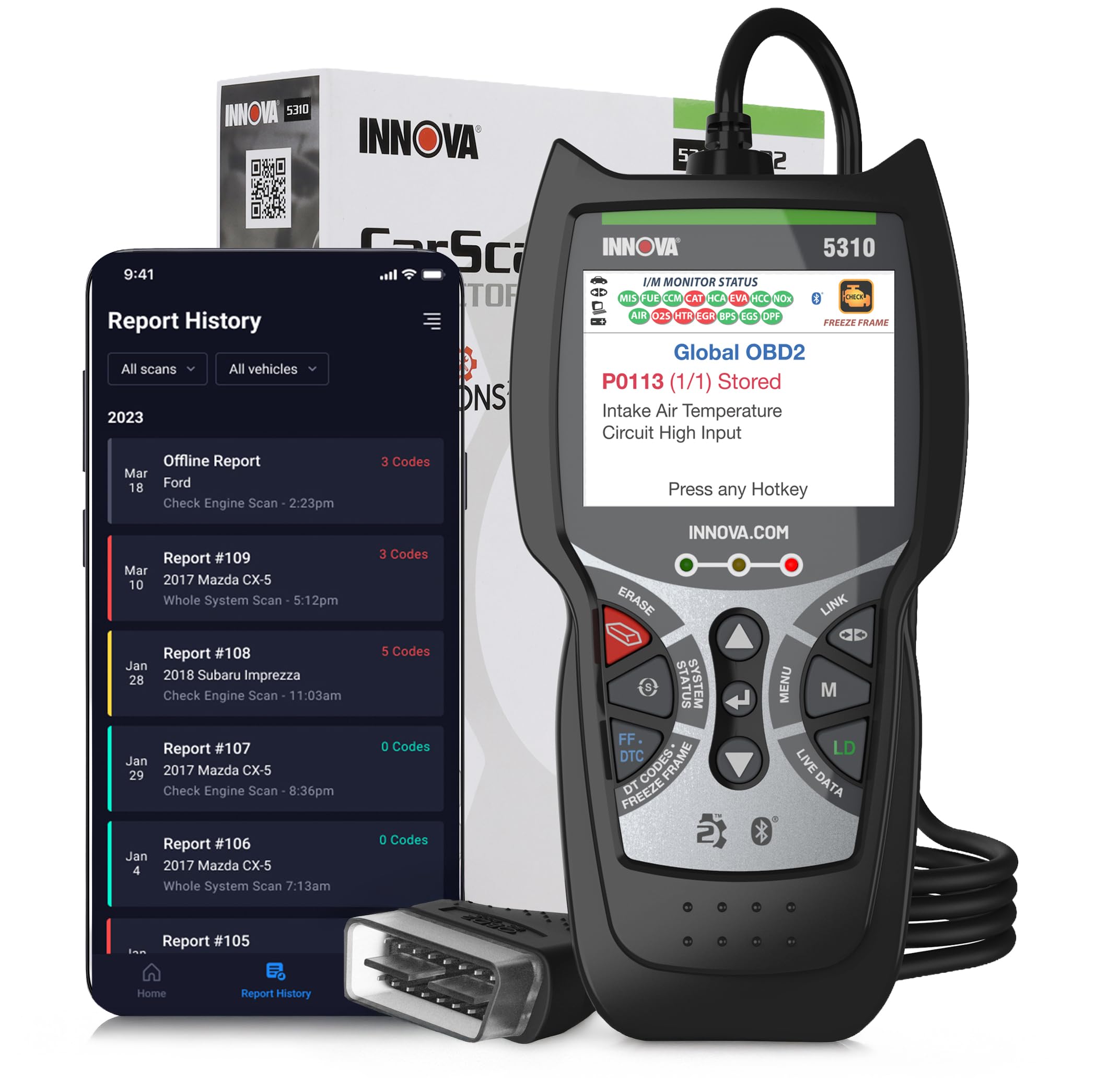 Innova 5310 ABS SRS code reader displaying quick diagnostic readouts for repairs