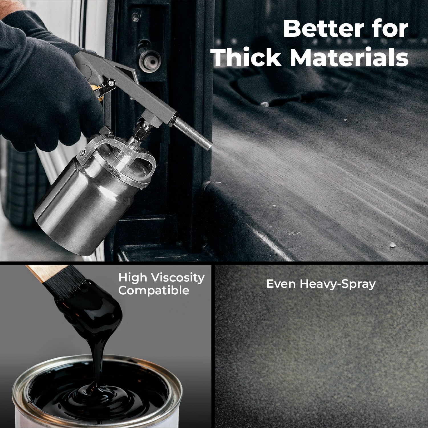 InoKraft spray gun pot shows leak-proof operation when tilting.