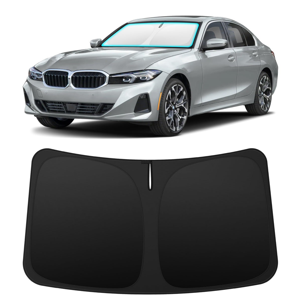 INSAUTO BMW 3 Series front window sun shade cover reduces glare and heat.