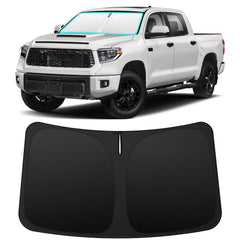 INSAUTO Tundra front window sunshade provides a snug fit for quick interior cooling.