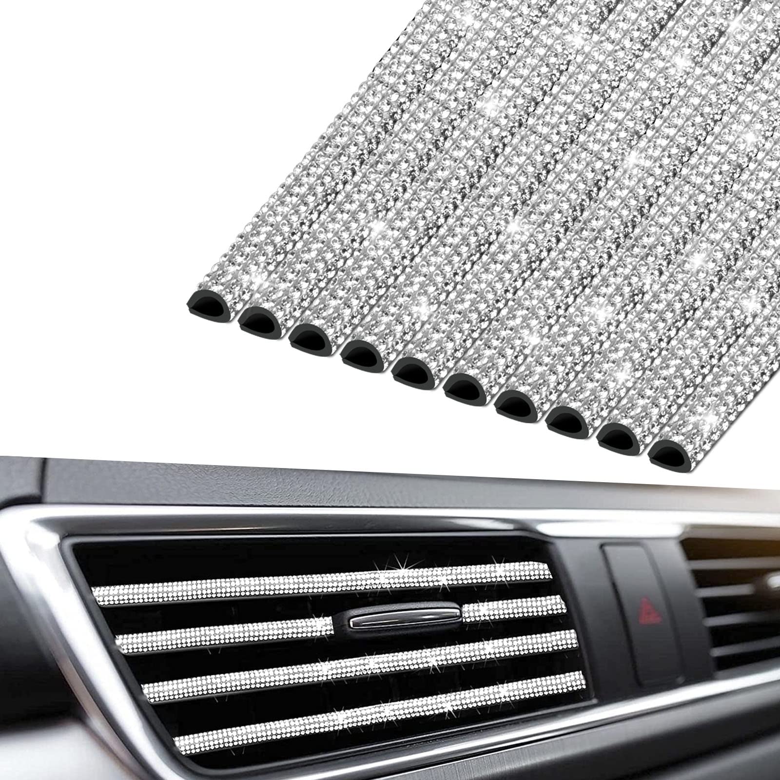 INSAUTO Bling vent trim packaging shows rhinestones for an eye-catching upgrade.