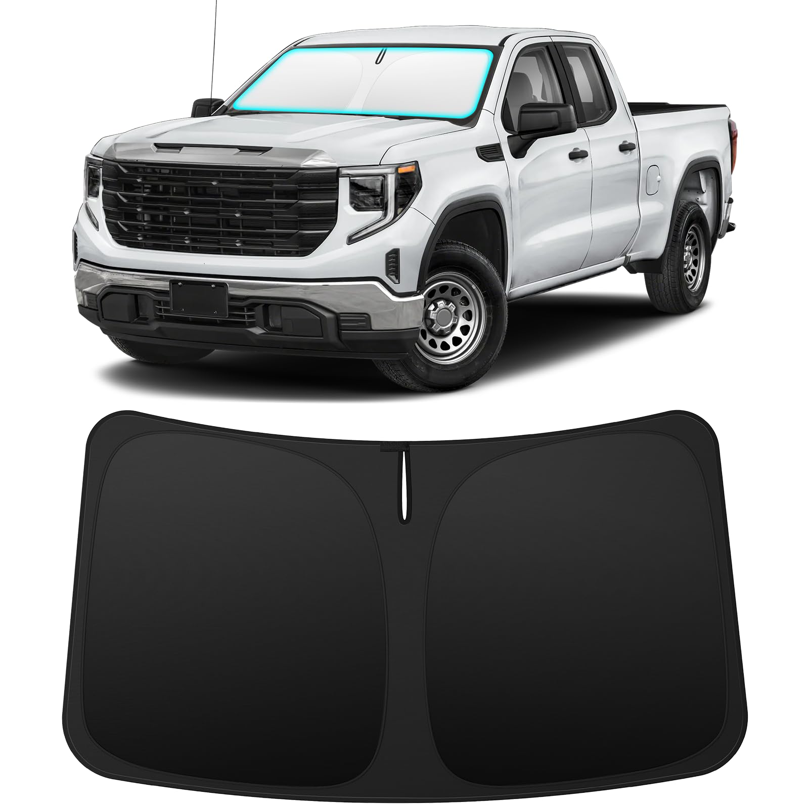 INSAUTO custom-fit windshield sun shade for Chevy Silverado offers snug fit and full coverage.