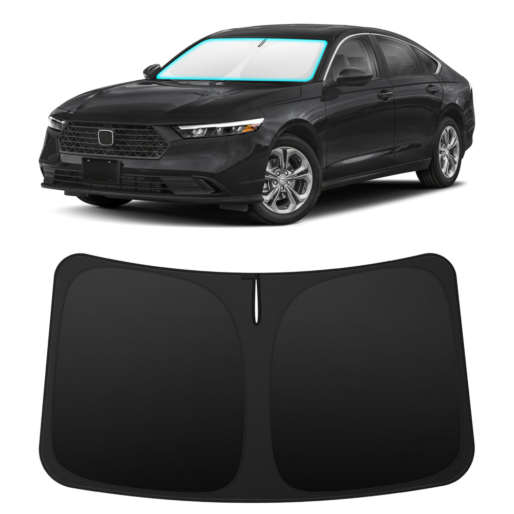 INSAUTO custom-fit windshield sunshade on Honda Accord that blocks heat.