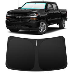 INSAUTO custom-fit windshield sunshade front window cover reduces heat in Silverado and Sierra.