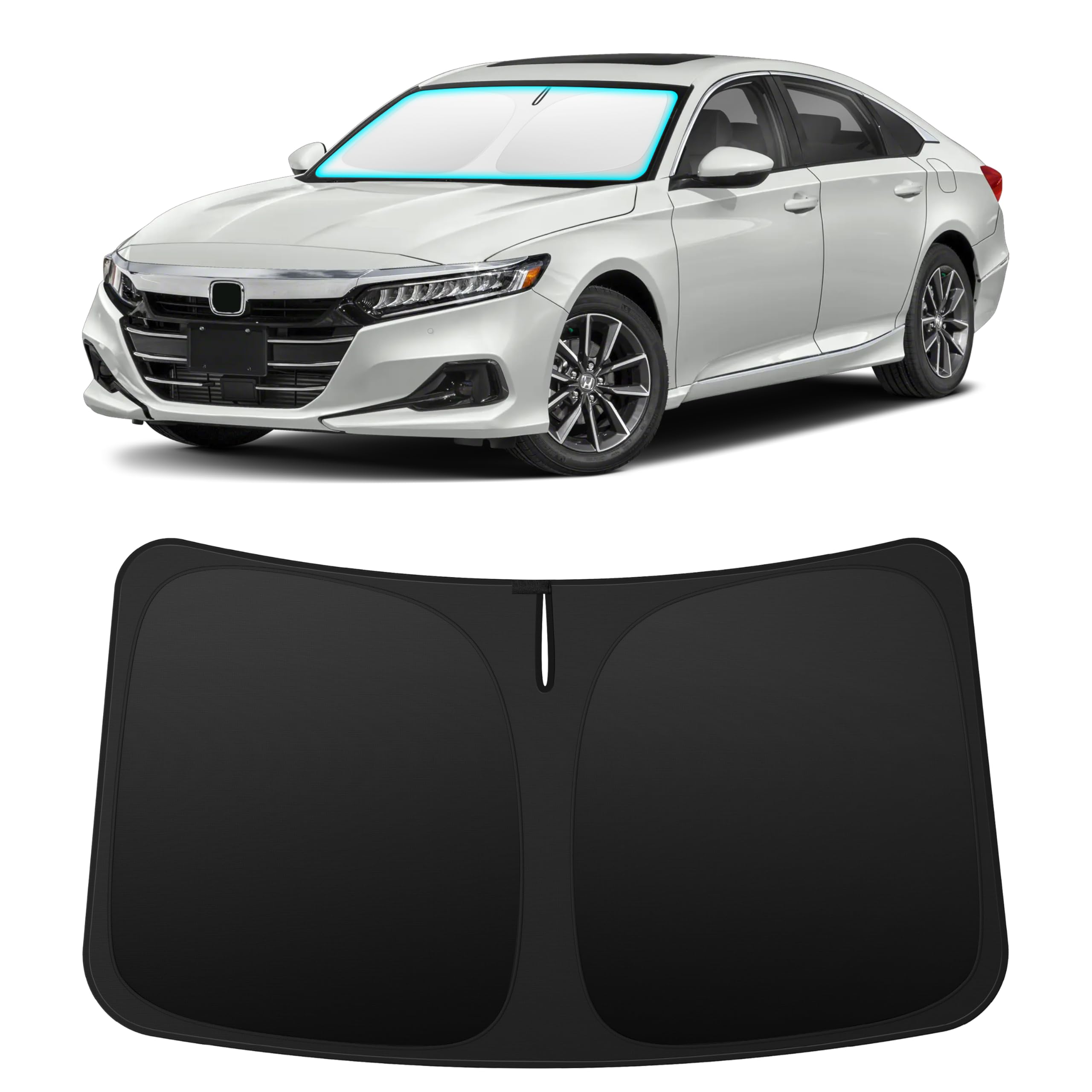 INSAUTO Honda Accord front window sunshade reducing heat buildup for a cooler cabin.