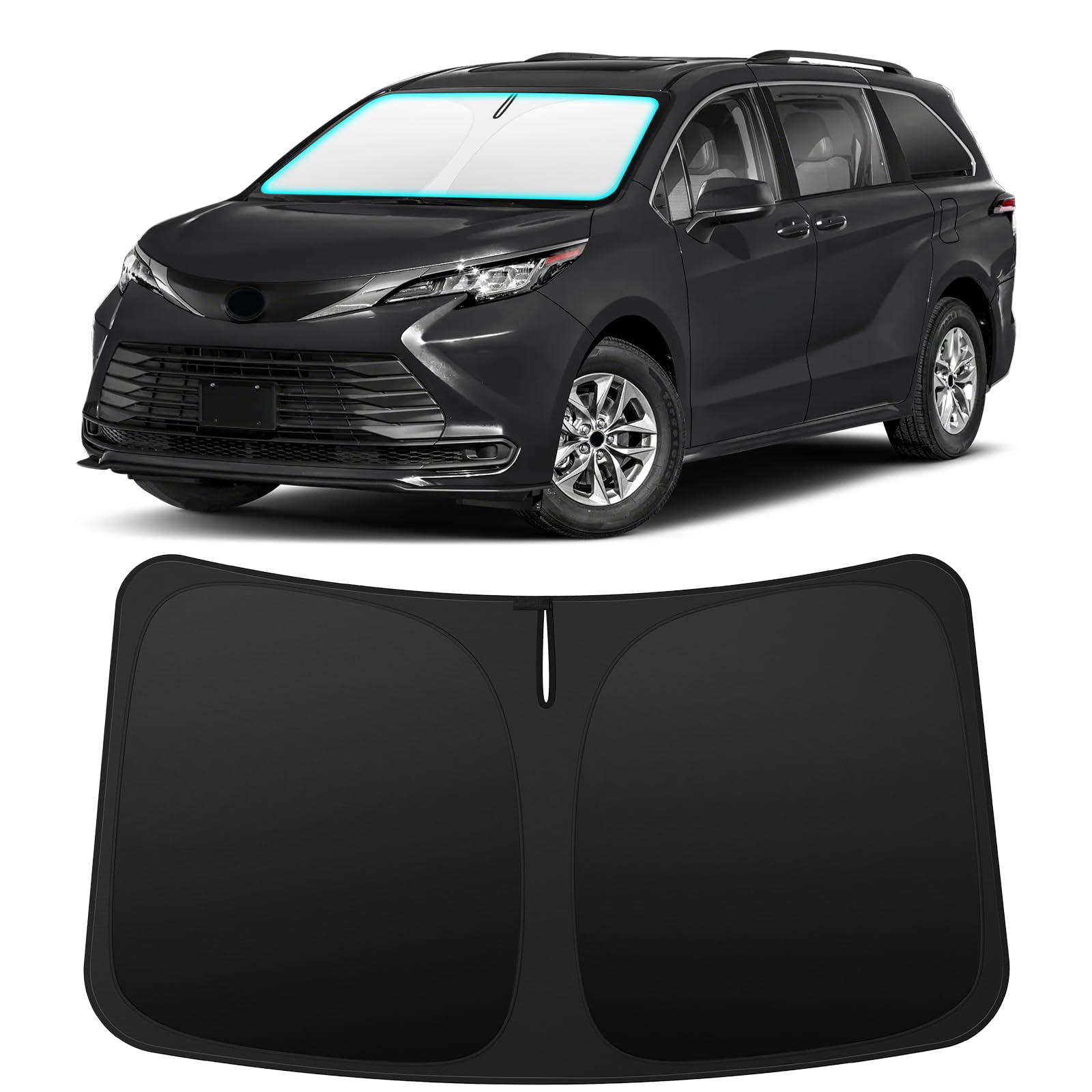 INSAUTO front window sunshade on Toyota Sienna for full coverage and cooler cabin.