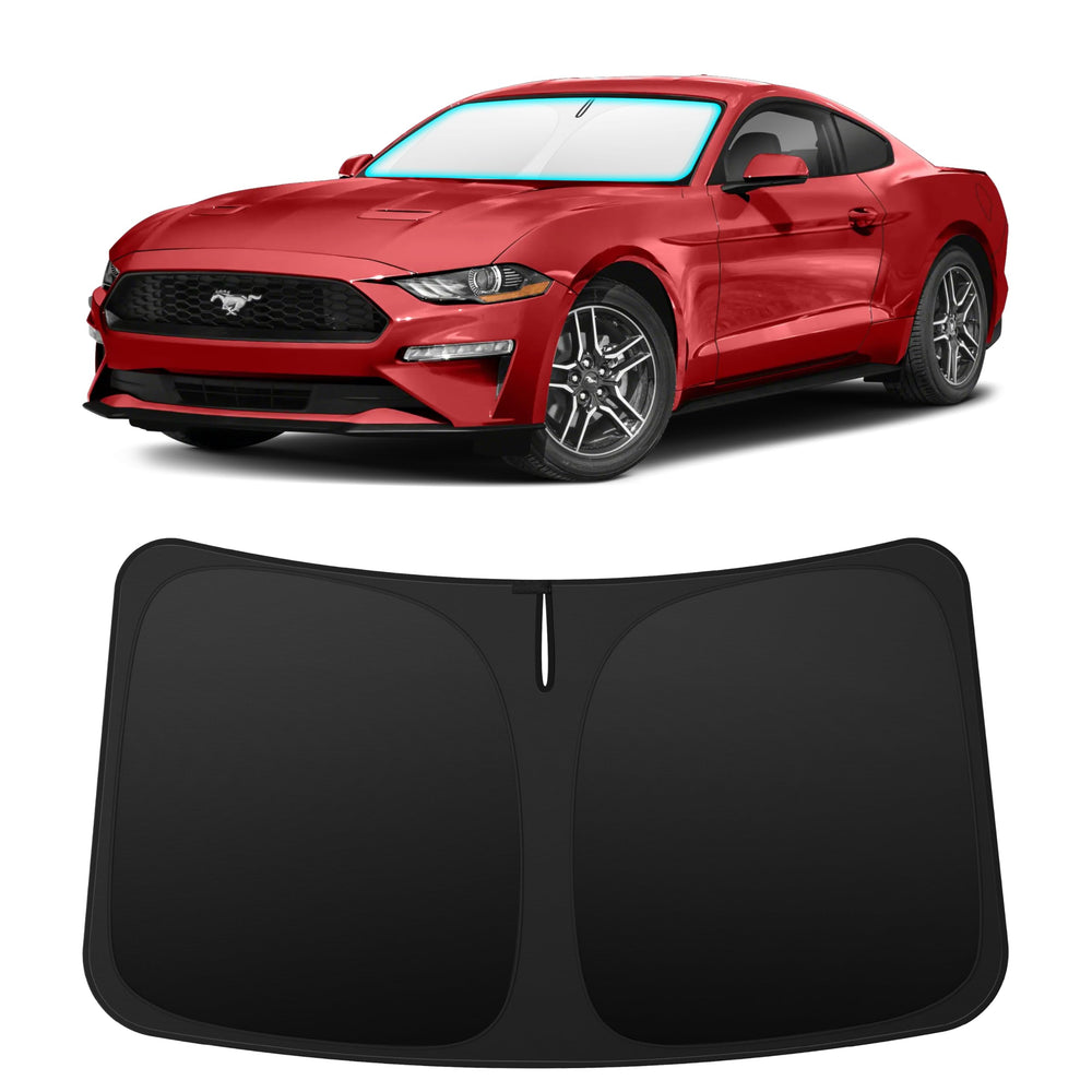 INSAUTO windshield sun shade for Mustang provides full front coverage to reduce interior heat.