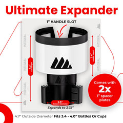 Integral Ultimate Expander demonstrates offset base keeping adjacent cup holder accessible
