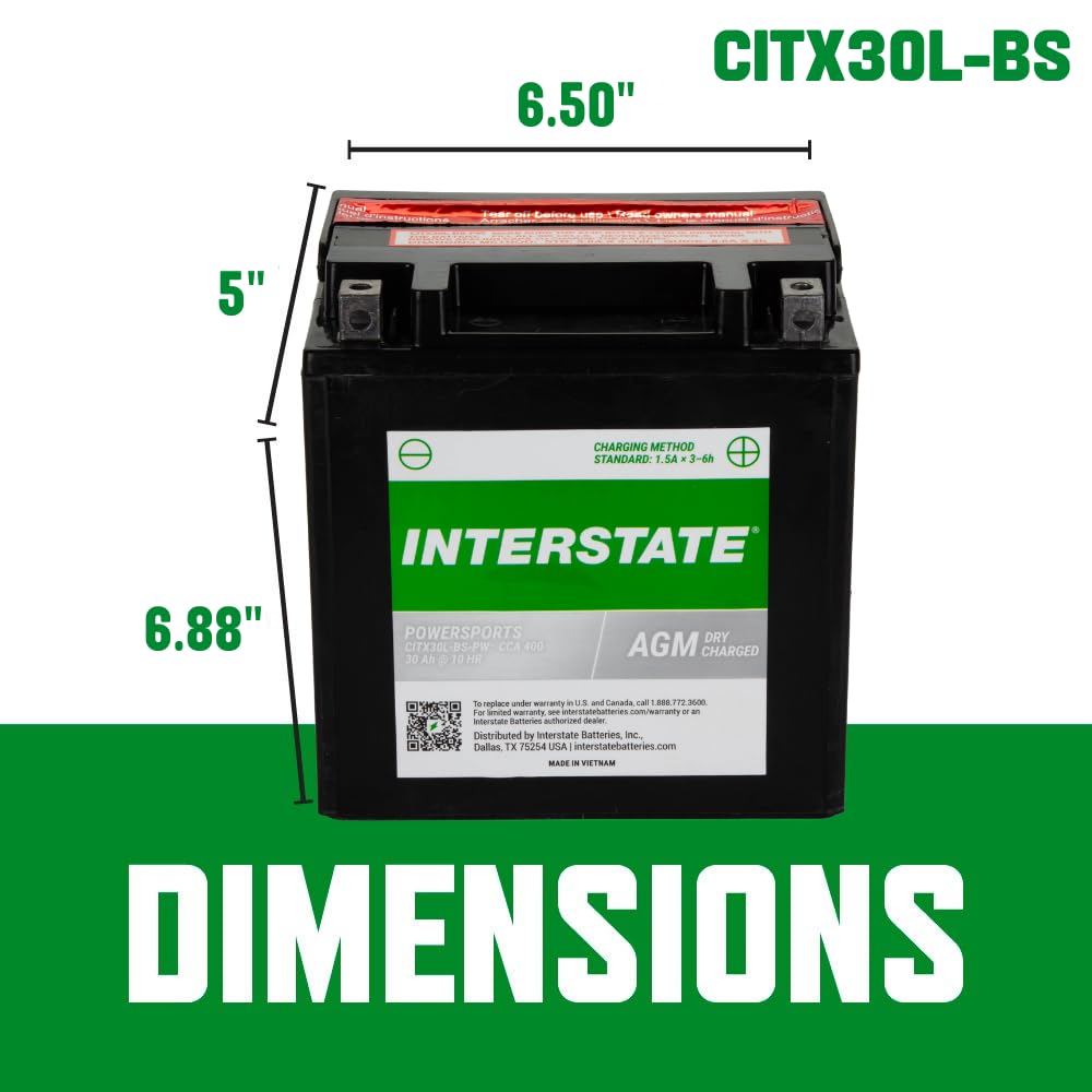 Interstate YIX30L-BS terminal side demonstrates maintenance-free, spillproof performance