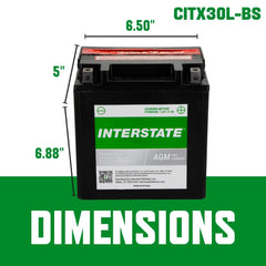 Interstate YIX30L-BS terminal side demonstrates maintenance-free, spillproof performance