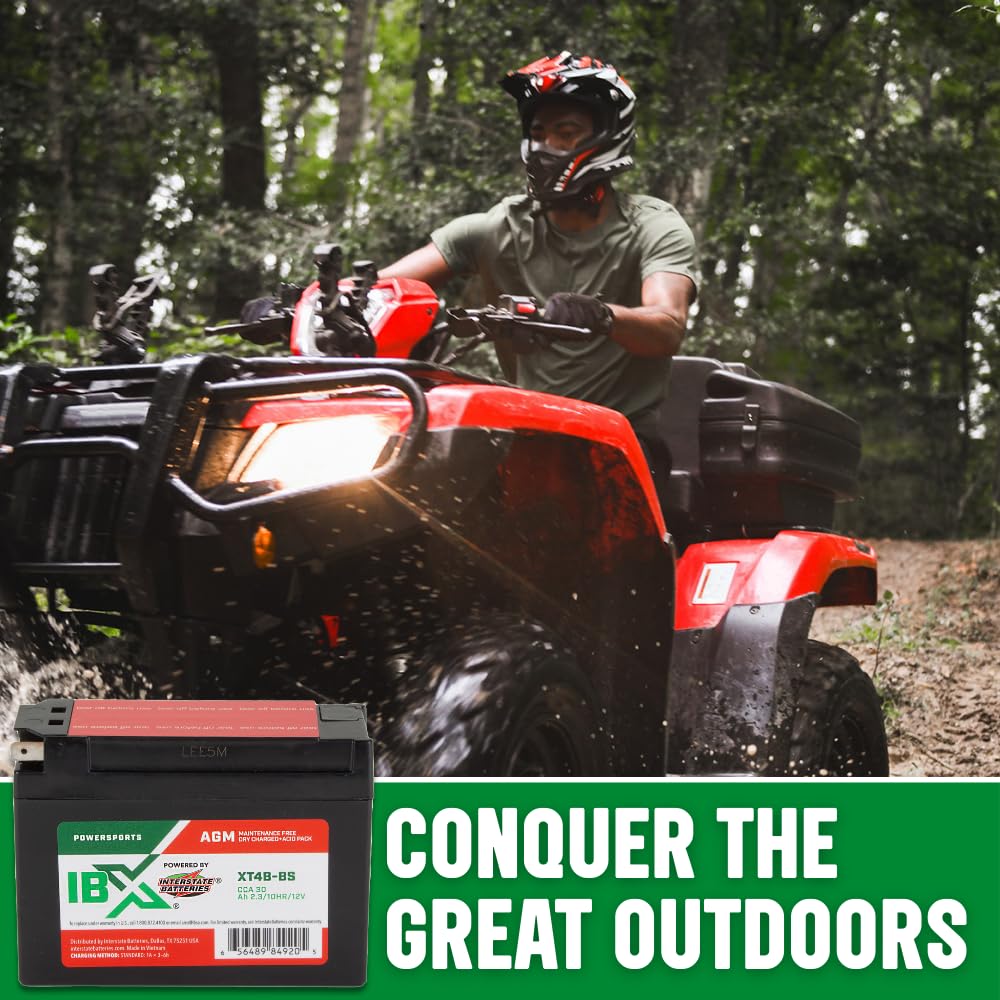 Interstate Batteries YT4B-BS mounted on a motorcycle demonstrates quick powering
