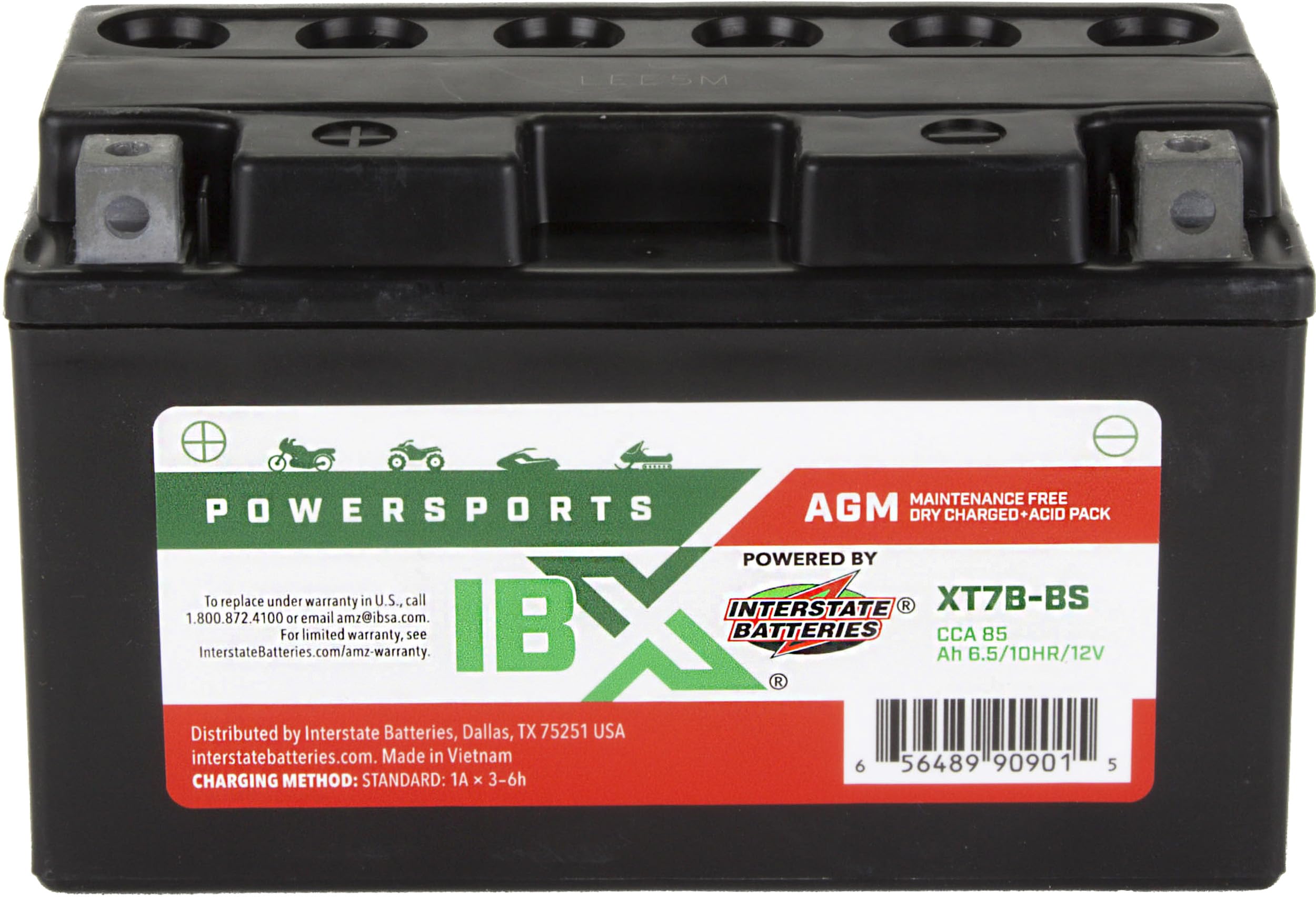 Interstate Batteries YT7B-BS exterior view showing compact powersport power.