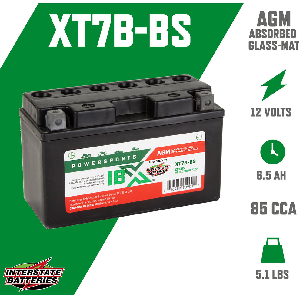 Interstate Batteries YT7B-BS spillproof design for secure mounting.