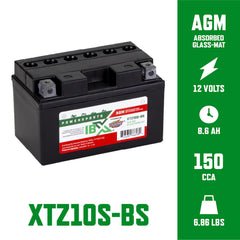 Interstate YTZ10S-BS battery top terminals image demonstrates spill-proof design for flexible mounting.