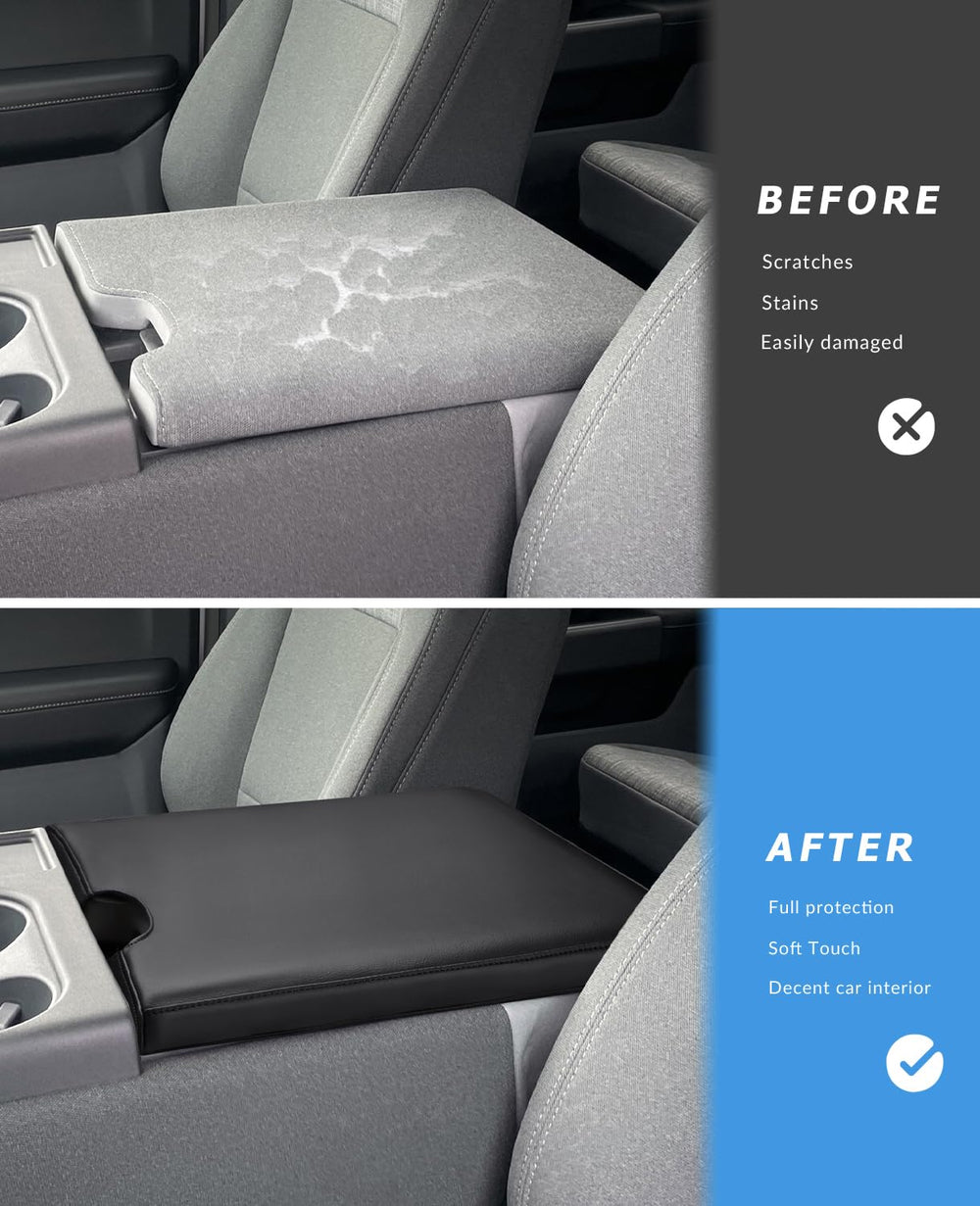 INTGET center console armrest cover leather texture close-up highlighting durable surface