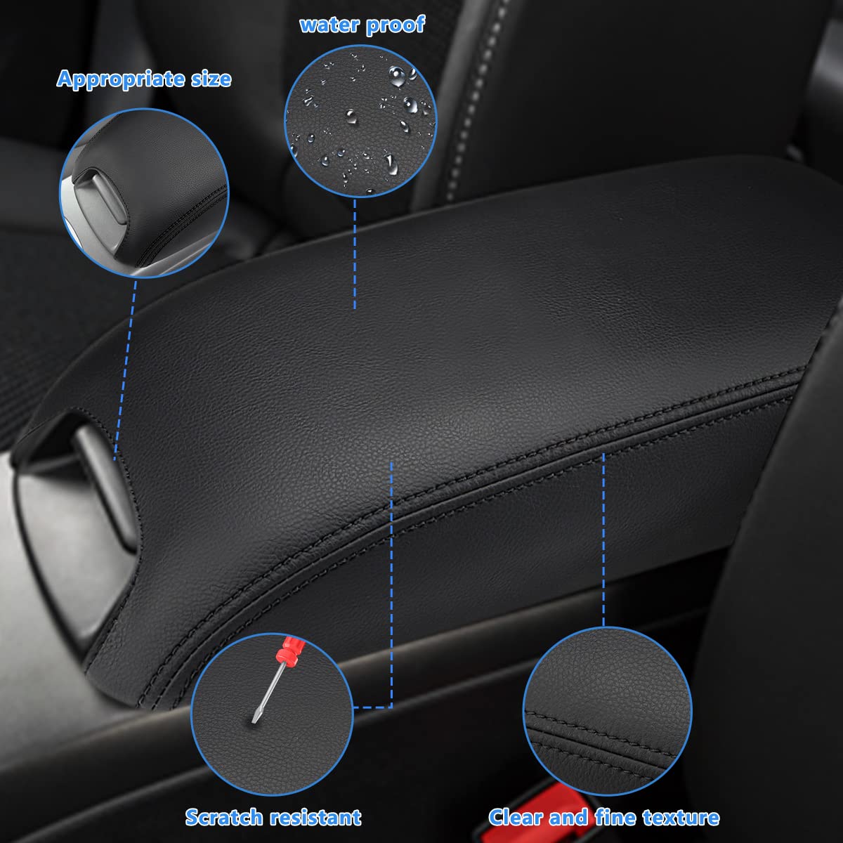 INTGET center console cover side profile: snug fit and edge-wrapped design.