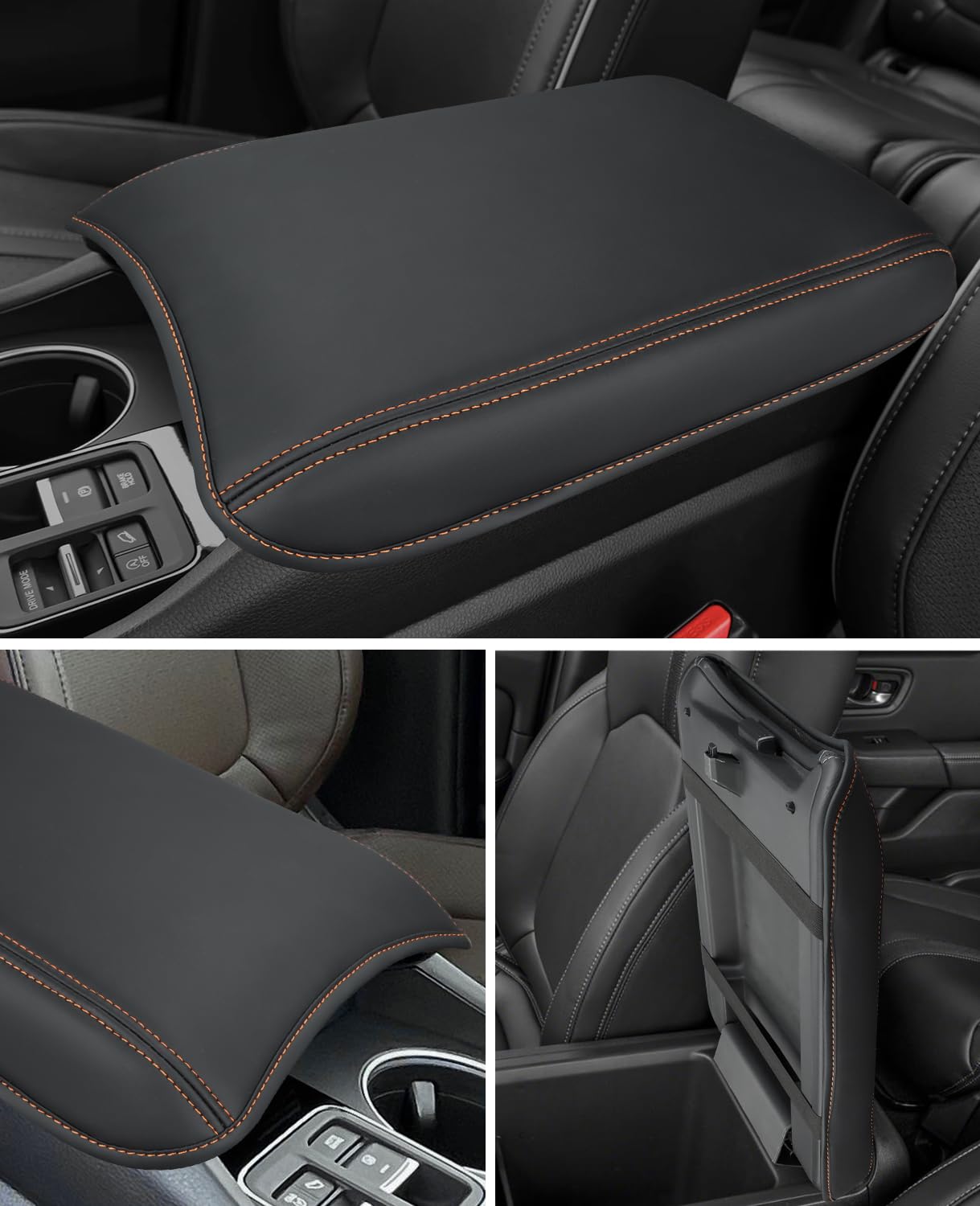 INTGET easy install guide for center console cover shows back-seat installation for a snug fit