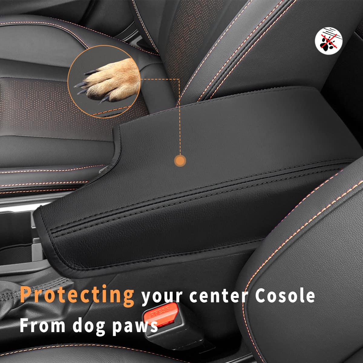 INTGET Crosstrek Impreza armrest leather texture close-up for premium feel.