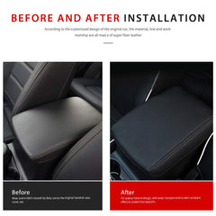 INTGET CX-5 armrest cover leather close-up shows premium material and wrinkle-free fit.