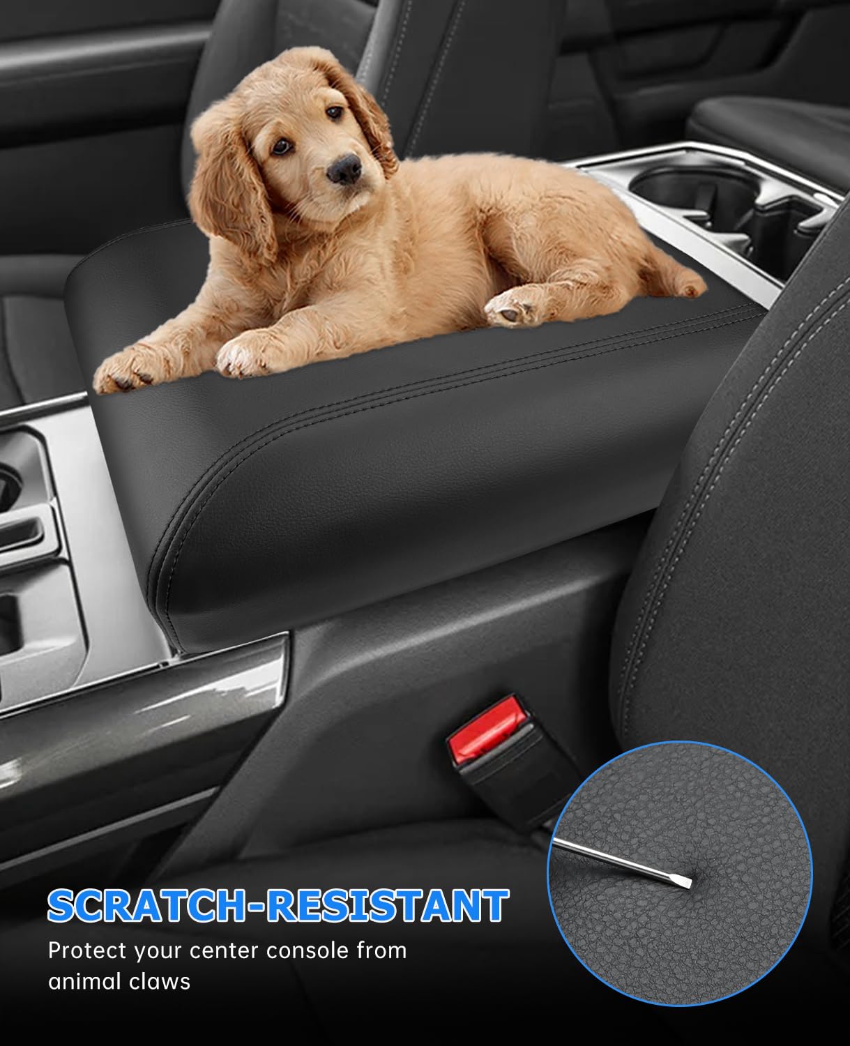 INTGET durable leather armrest cover guards against pet claws and dirt.