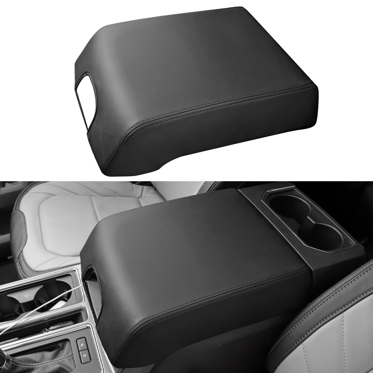 INTGET F-150 center console cover protects the armrest from spills and pet claws.