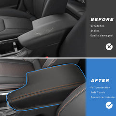 INTGET Impreza center console leather cover adds soft grip for comfortable daily drives.