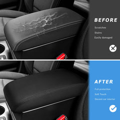 INTGET leather armrest cover laid flat on Outback wrinkle-free fit